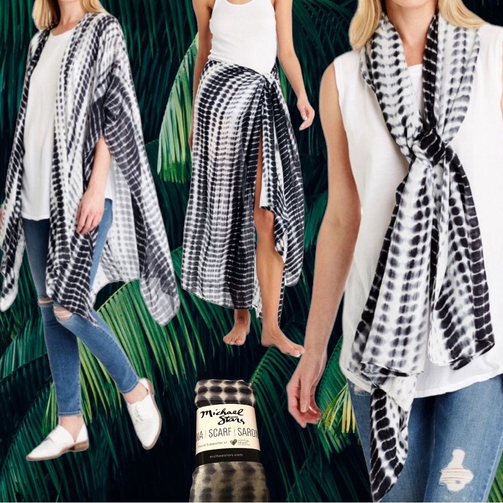 Michael Stars "Alligator Tie Dye" Ruana Scarf
